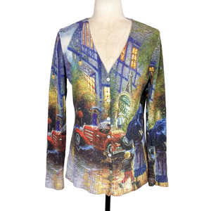 Motive graphic cardigan sweater